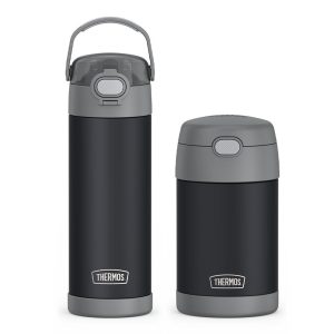 16oz FUNtainer  Water Bottle & Food Jar Bundle - Charcoal